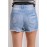 Ripped Buttons Denim Shorts